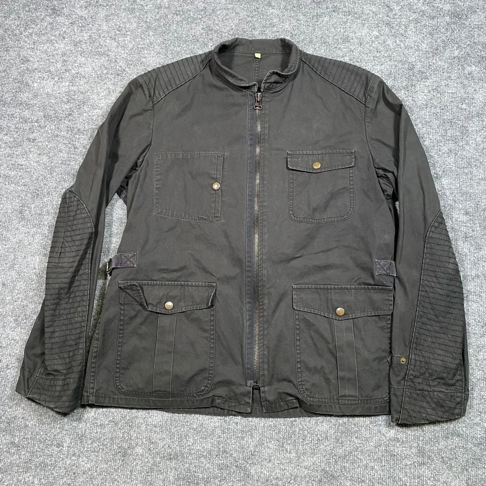 Rag & Bone Mens Wax Jacket Field Charcoal Black Quilted Utility Coat‎ Size 42